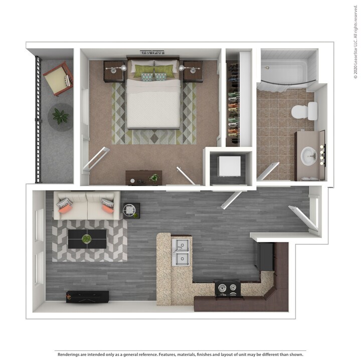 A A4 unit with 1 Bedrooms and 1 Bathrooms with area of 592   sq. ft